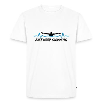 Nageur et rythme cardiaque, continuez à nager - T-shirt Premium bio Homme - blanc - Devant - Nico (187cm)