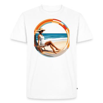 Artwork: Dame sur la plage - très élégant - T-shirt Premium bio Homme - blanc - Devant - Nico (187cm)