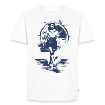 Pin-up Girl des années 50 en uniforme de marin pour marin - T-shirt Premium bio Homme - blanc - Devant - Nico (187cm)