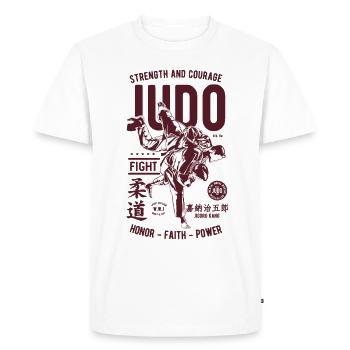 JUDO JUDOKA SPORTS - Arts Martiaux Cadeaux T-shirts - T-shirt Premium bio Homme - blanc - Devant - Nico (187cm)