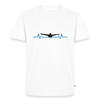 Schwimmen und Herzschlag - Männer Premium Bio T-Shirt - Weiß - Vorne - Nico (187cm)