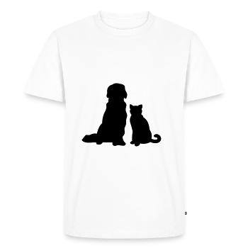 Cat with dog - Men's Premium Organic T-Shirt - white - Front - Nico (187cm)