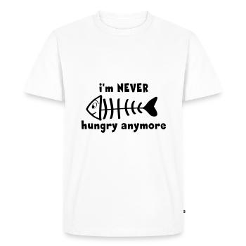 I am never or no longer hungry. Fish sketelt - Men's Premium Organic T-Shirt - white - Front - Nico (187cm)