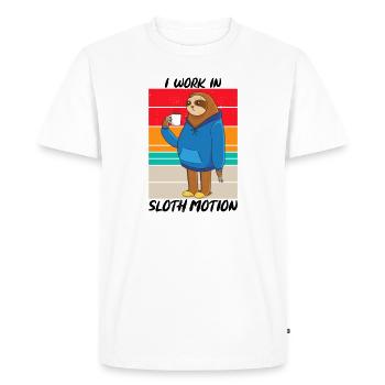 I Work In Sloth Motion Sarcasm - Men's Premium Organic T-Shirt - white - Front - Nico (187cm)