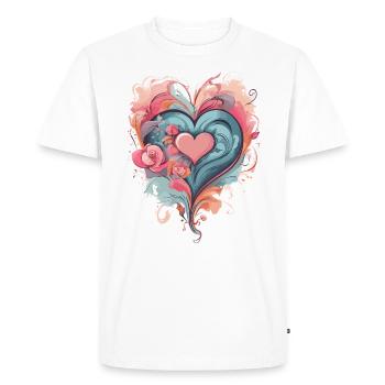 CŒURS DE LA SAINT-VALENTIN, POUR LES AMOUREUX ET LES COUPLES 2024 - T-shirt Premium bio Homme - blanc - Devant - Nico (187cm)