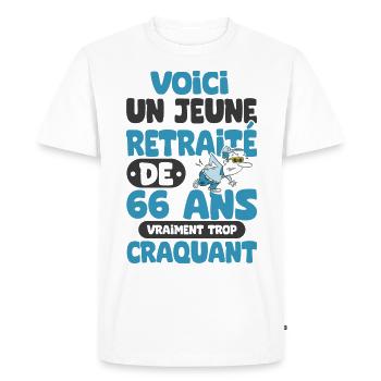 jeune retraité de 66 ans cadeau drôle retraite - T-shirt Premium bio Homme - blanc - Devant - Nico (187cm)
