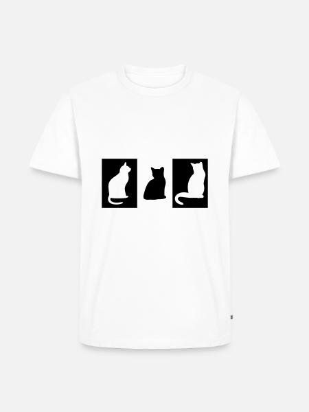 DZ0004 Cat Tile Cat Statue - Men's Premium Organic T-Shirt - white