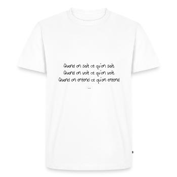 When we know what we know - Men's Premium Organic T-Shirt - white - Front - Nico (187cm)