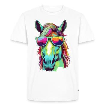 Eto the bespectacled horse - Men's Premium Organic T-Shirt - white - Front - Nico (187cm)