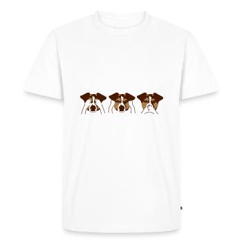 3 monkeys motif with dogs Do not see, hear, - Men's Premium Organic T-Shirt - white - Front - Nico (187cm)