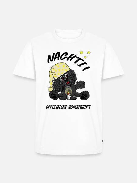 Nachti! Offizielles Schlafshirt müder Pudel - Männer Premium Bio T-Shirt - Weiß
