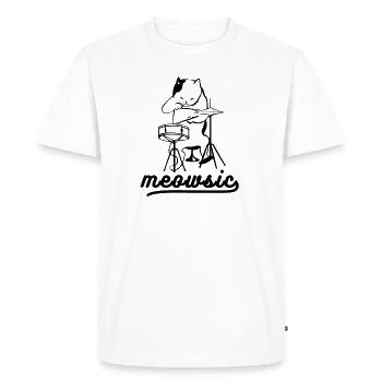 Meowsic Drummer Cat Music prix idée cadeau - T-shirt Premium bio Homme - blanc - Devant - Nico (187cm)
