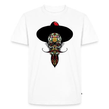 tete de mort mexicaine hipster barbu moustache cha - T-shirt Premium bio Homme - blanc - Devant - Nico (187cm)
