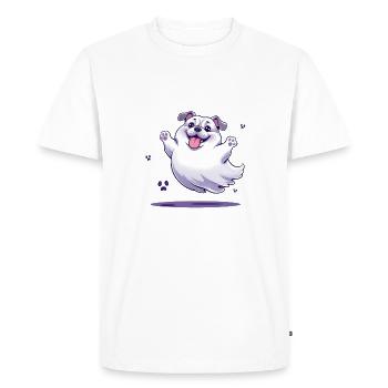Cute Ghost Dog – Boo... but friendly - Men's Premium Organic T-Shirt - white - Front - Nico (187cm)