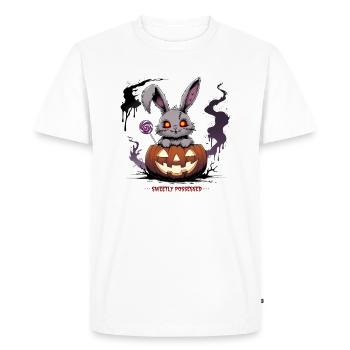 Obsessionnellement sucré – lapin effrayant dans la citrouille - T-shirt Premium bio Homme - blanc - Devant - Nico (187cm)