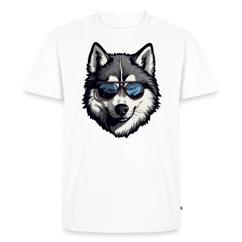 Husky avec des lunettes de soleil - T-shirt Premium bio Homme - blanc - Devant - Nico (187cm)