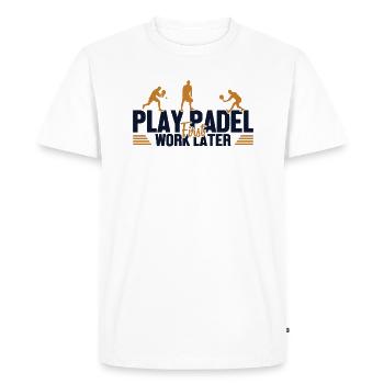 Play Padel Work Later Padel Tennis Platform - Men's Premium Organic T-Shirt - white - Front - Nico (187cm)
