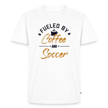 Fueled by Coffee and Soccer Fußball Goal Keeper - Men's Premium Organic T-Shirt - white - Front - Nico (187cm)