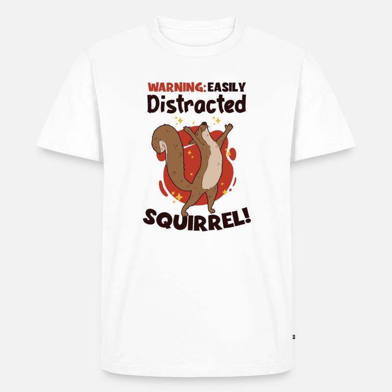 Easily Distracted Squirrel Fuchshörnchen - Männer Premium Bio T-Shirt - Weiß