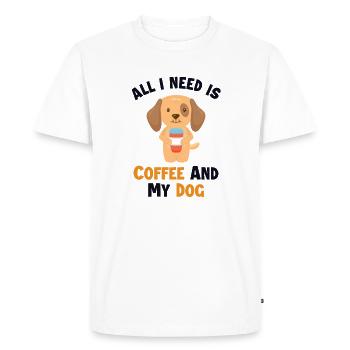 Coffee and my Dog Teckel chien propriétaire de - T-shirt Premium bio Homme - blanc - Devant - Nico (187cm)
