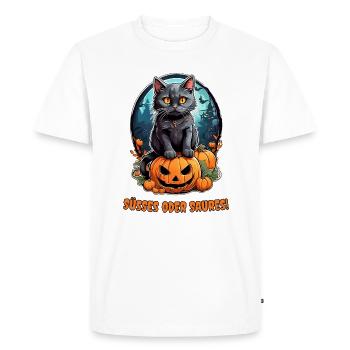 Halloween Cat Design 3.1 - Men's Premium Organic T-Shirt - white - Front - Nico (187cm)