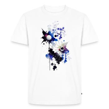Fleurs,Fleurs abstraites,Planètes,Étoiles,Aquarelle - T-shirt Premium bio Homme - blanc - Devant - Nico (187cm)