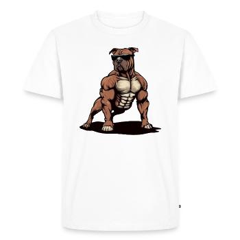Pitbull Le BodyBuilder - T-shirt Premium bio Homme - blanc - Devant - Nico (187cm)