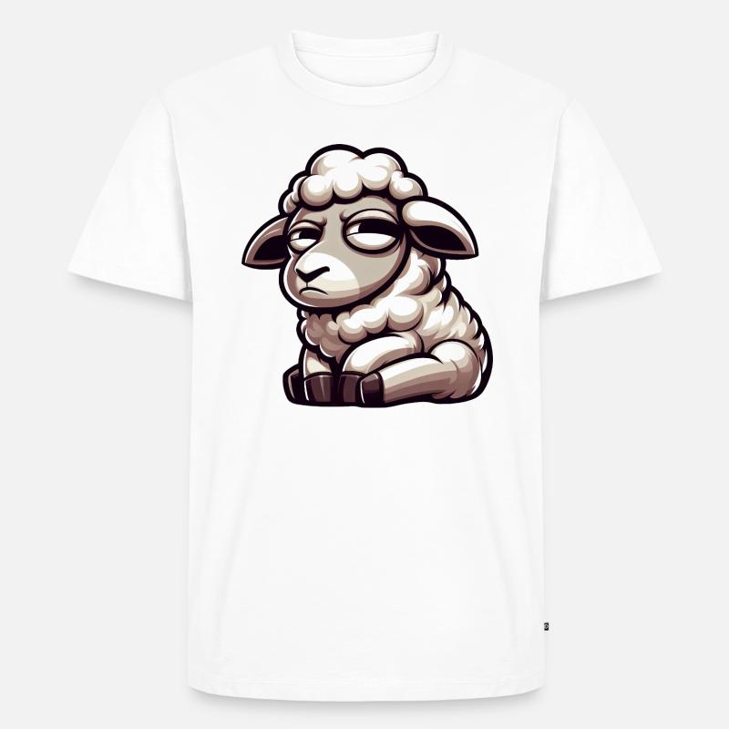 Skeptisches Schaf Comic Lustiger Stier - Männer Premium Bio T-Shirt - Weiß