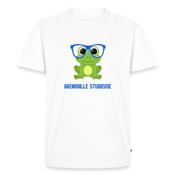 Grenouille studieuse. - T-shirt Premium bio Homme - blanc - Devant - Nico (187cm)