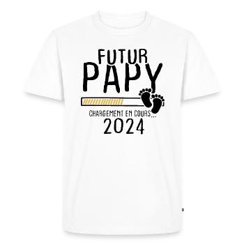 Futur Papy 2024 - T-shirt Premium bio Homme - blanc - Devant - Nico (187cm)