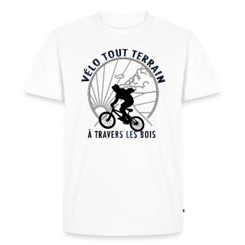 Vélo tout terrain à travers les bois - T-shirt Premium bio Homme - blanc - Devant - Nico (187cm)