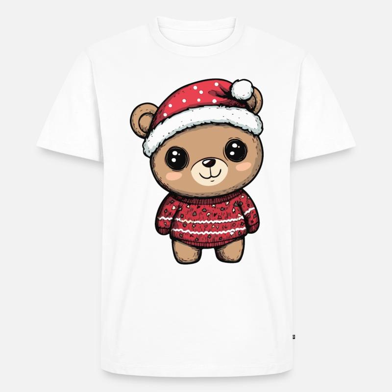 Bär Weihnachten Comic - Männer Premium Bio T-Shirt - Weiß