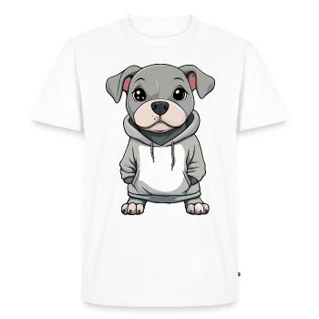 Pit Terrier Chien Drôle - T-shirt Premium bio Homme - blanc - Devant - Nico (187cm)