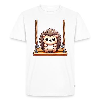 hérisson balançant aire de jeux dessin animé mignon - T-shirt Premium bio Homme - blanc - Devant - Nico (187cm)