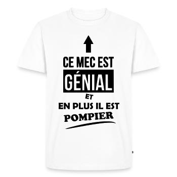 Ce mec est génial Pompier - T-shirt Premium bio Homme - blanc - Devant - Nico (187cm)