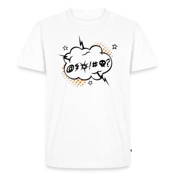 Grumble - Angry - white background - Men's Premium Organic T-Shirt - white - Front - Nico (187cm)