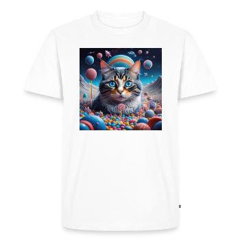 Spacecat Dreamlandplanet - Männer Premium Bio T-Shirt - Weiß - Vorne - Nico (187cm)