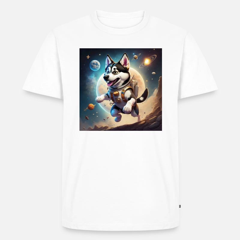 Spacedog Animated - Männer Premium Bio T-Shirt - Weiß