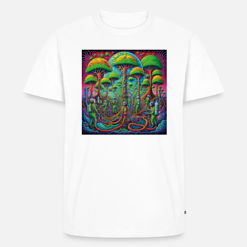 Inhale Trees psychedelic - Männer Premium Bio T-Shirt - Weiß