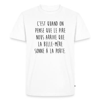 La belle-mère... - T-shirt Premium bio Homme - blanc - Devant - Nico (187cm)