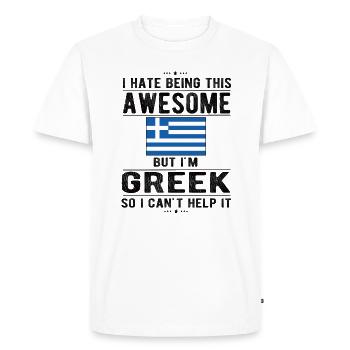 Greek Greece Flag Greek origin - Men's Premium Organic T-Shirt - white - Front - Nico (187cm)