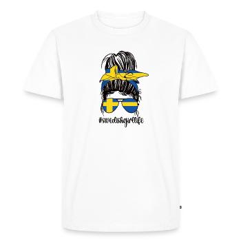 Suédois Suède Drapeau Racines suédoises - T-shirt Premium bio Homme - blanc - Devant - Nico (187cm)