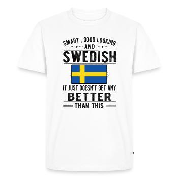 Suédois Suède Drapeau Origine suédoise - T-shirt Premium bio Homme - blanc - Devant - Nico (187cm)