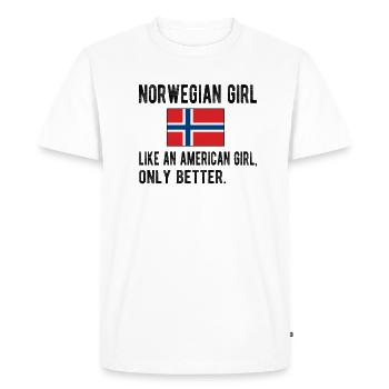 Femme norvégienne Drapeau norvégien Racines norvégiennes - T-shirt Premium bio Homme - blanc - Devant - Nico (187cm)