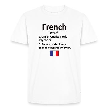 Français Racines Français du drapeau de la France - T-shirt Premium bio Homme - blanc - Devant - Nico (187cm)