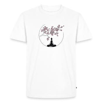 Blossem with Buddha - Men's Premium Organic T-Shirt - white - Front - Nico (187cm)