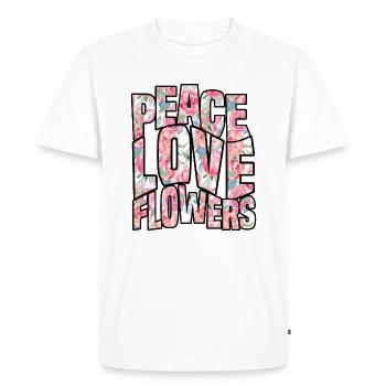 Peace Love Flowers - Men's Premium Organic T-Shirt - white - Front - Nico (187cm)