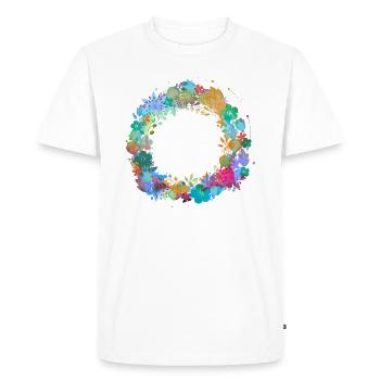 couronne de fleurs,vide, couronne,graffti,coloré,fleurs - T-shirt Premium bio Homme - blanc - Devant - Nico (187cm)