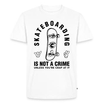 Skateboarding is not a crime - ROLLIN 'BRAND - Men's Premium Organic T-Shirt - white - Front - Nico (187cm)