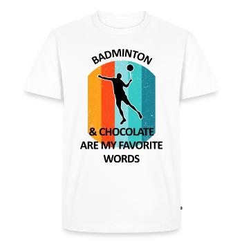 Badminton Badminton Badminton Player Chocolat - T-shirt Premium bio Homme - blanc - Devant - Nico (187cm)